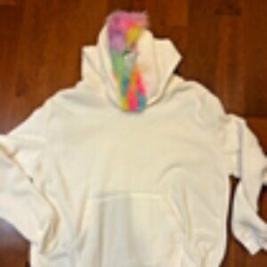 NWT SO Unicorn Hoodie White Fleece hoodie Top Jr Sz XL Rainbow Mane